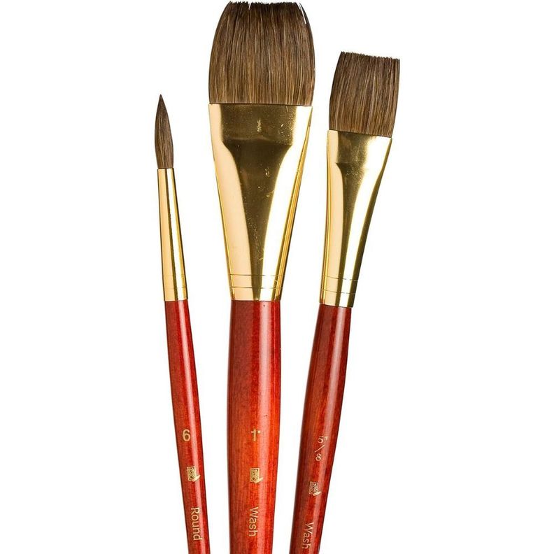 Set 3 Pinceles Princeton Mango Corto Pelo Sintético Camello-0
