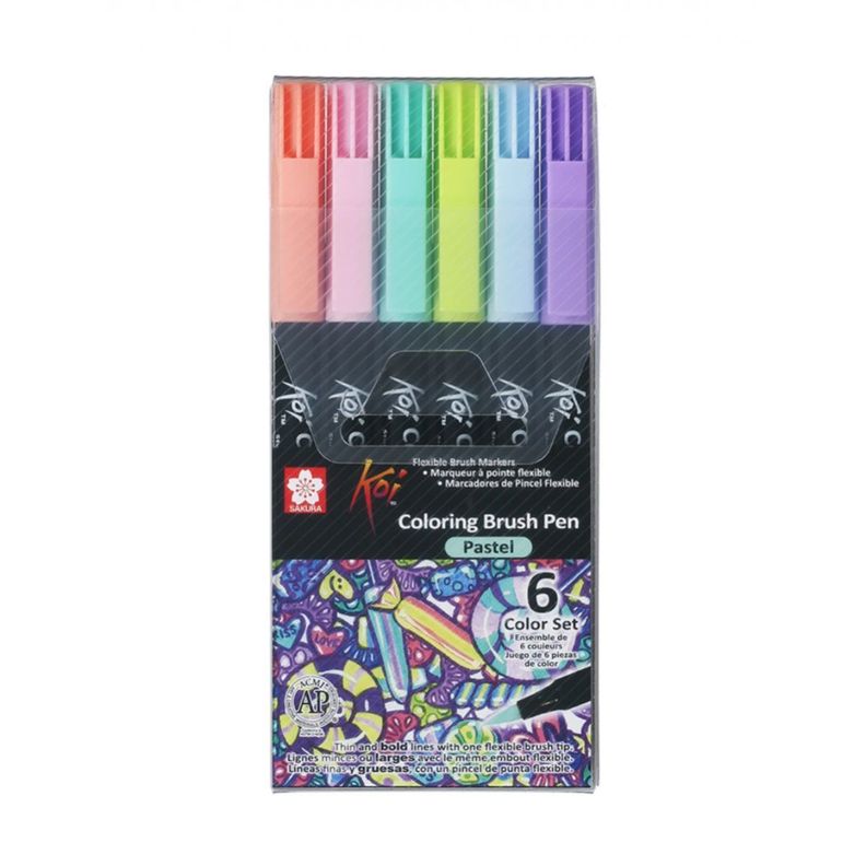 Set 6 Marcadores Acuarelables Koi Lettering Colores Pastel-0
