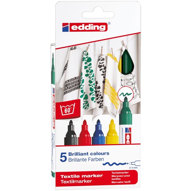 Marcadores Textil Edding Set 5 Tonos Basicos-2