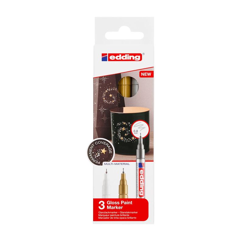Marcadores Pintura Permanente Edding Set 3 Punta 0.8mm-0