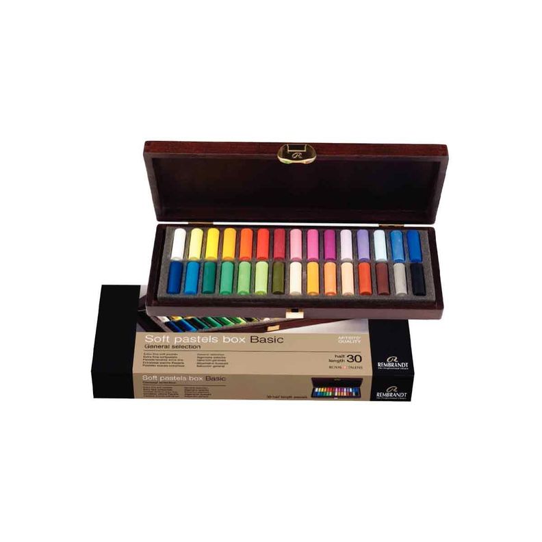 Pastel Seco Rembrandt Caja Madera 30 Medias Barras-0