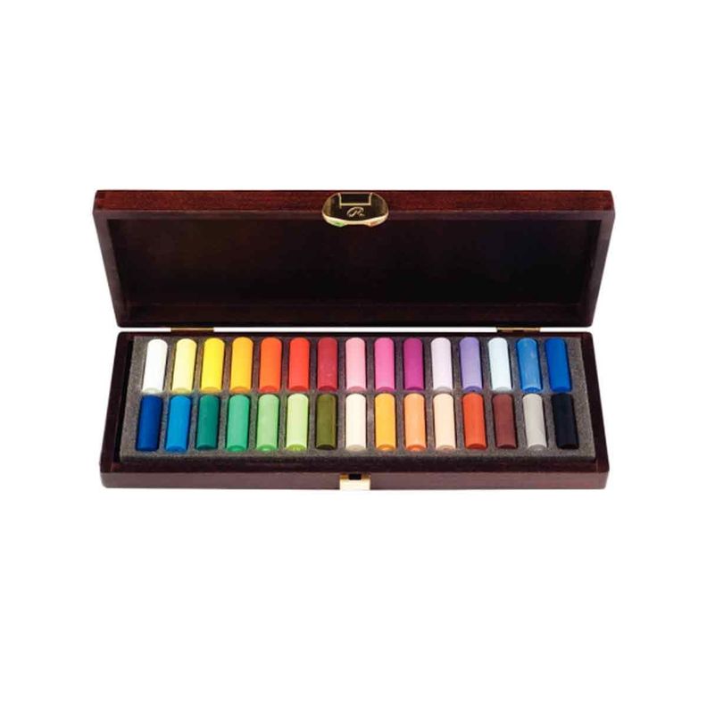 Pastel Seco Rembrandt Caja Madera 30 Medias Barras-1