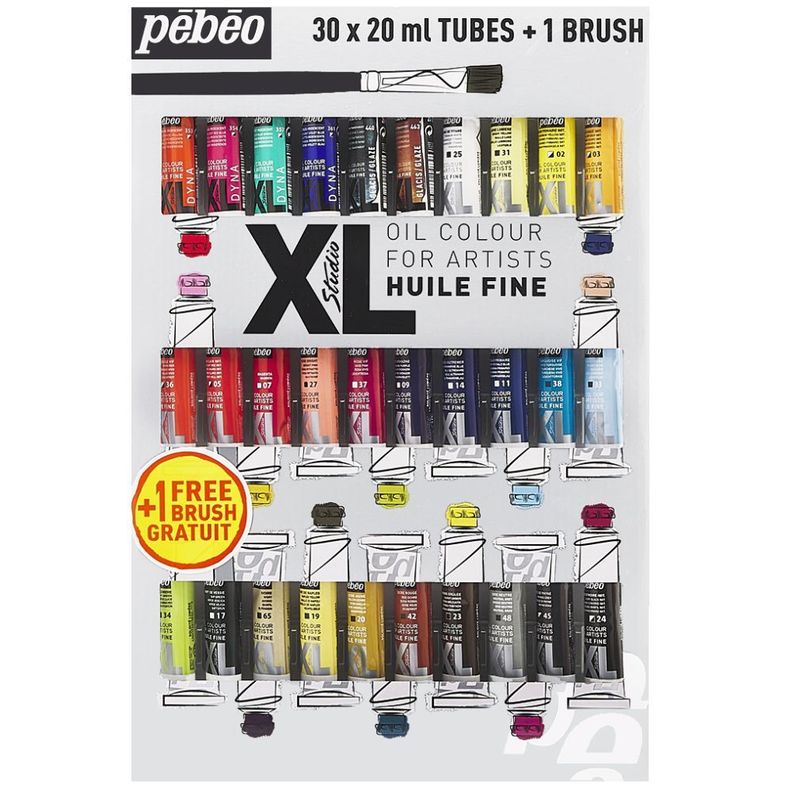 Óleo Pebeo XL Studio Set 30 Colores 20ml + Pincel-0