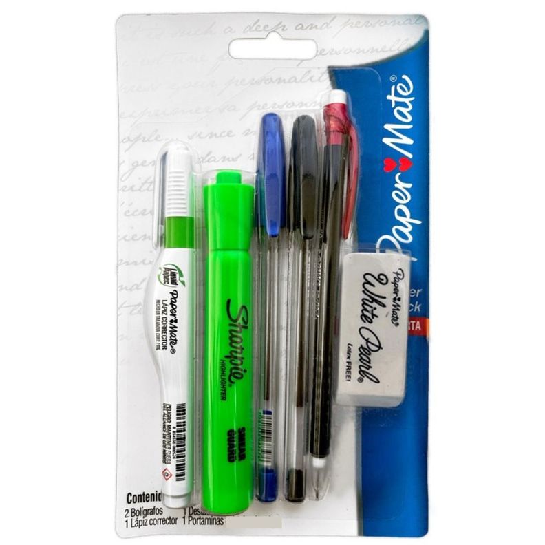 Pack Universitario Básico Bolígrafos Portaminas Destacador +-0