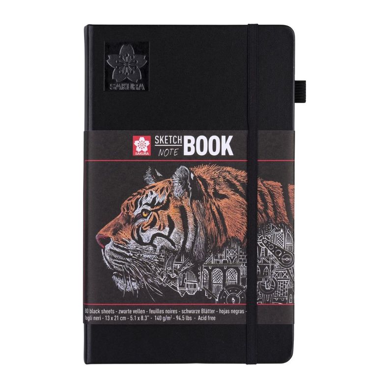 Libreta Sakura 21x13cm 140gr 80 Hojas Negras-0