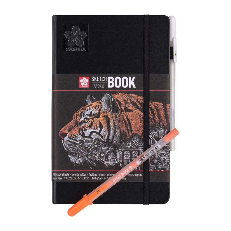 Libreta Sakura 21x13cm 140gr 80 Hojas Negras-3