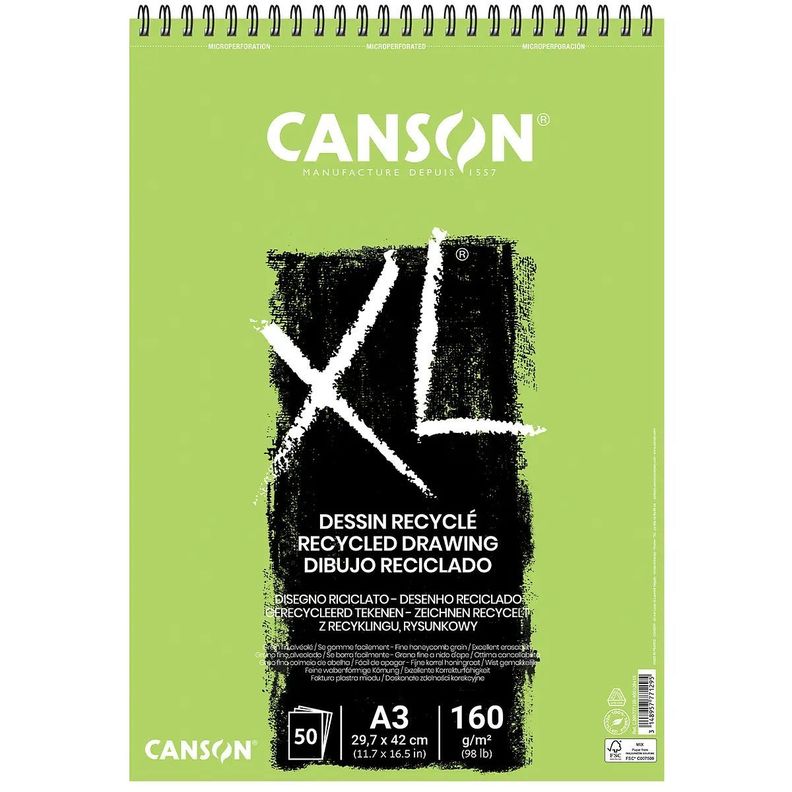 Croquera Dibujo Canson XL Reciclado 160gr A3 (29x42cm) 50hjs-0