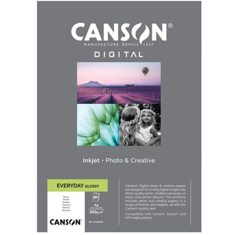 Papel Fotográfico Canson Digital Brillante 200gr A4 50 Hojas-0