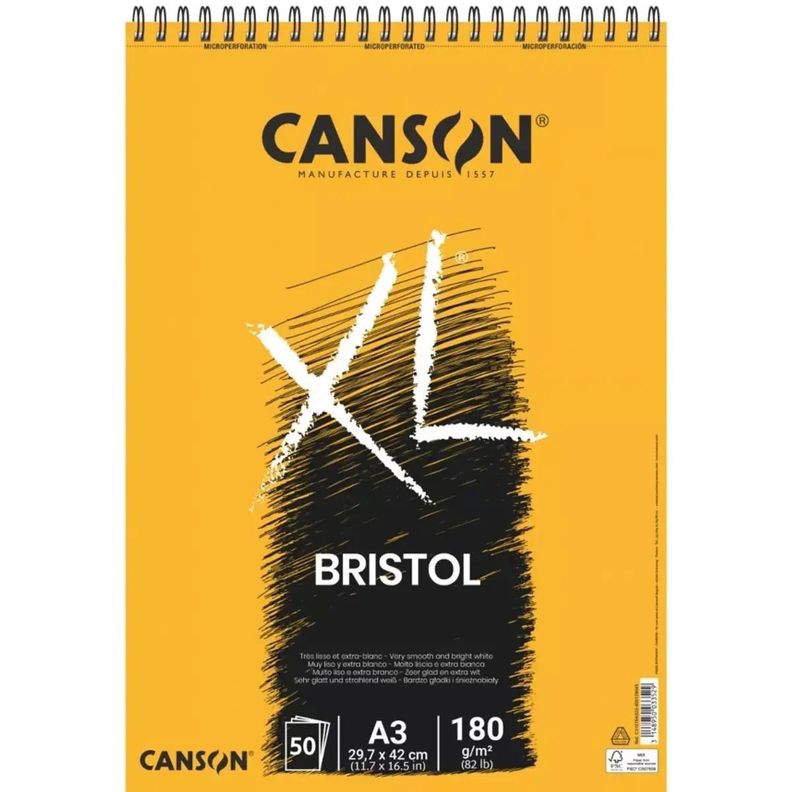 Croquera Dibujo Canson XL Bristol 180gr A3 (29 x 42 cm) 50h-0