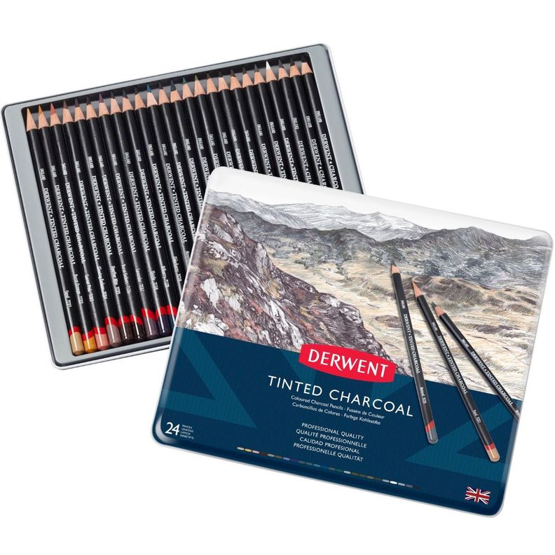 Lápices De Carboncillo De Colores Derwent Set 24-0