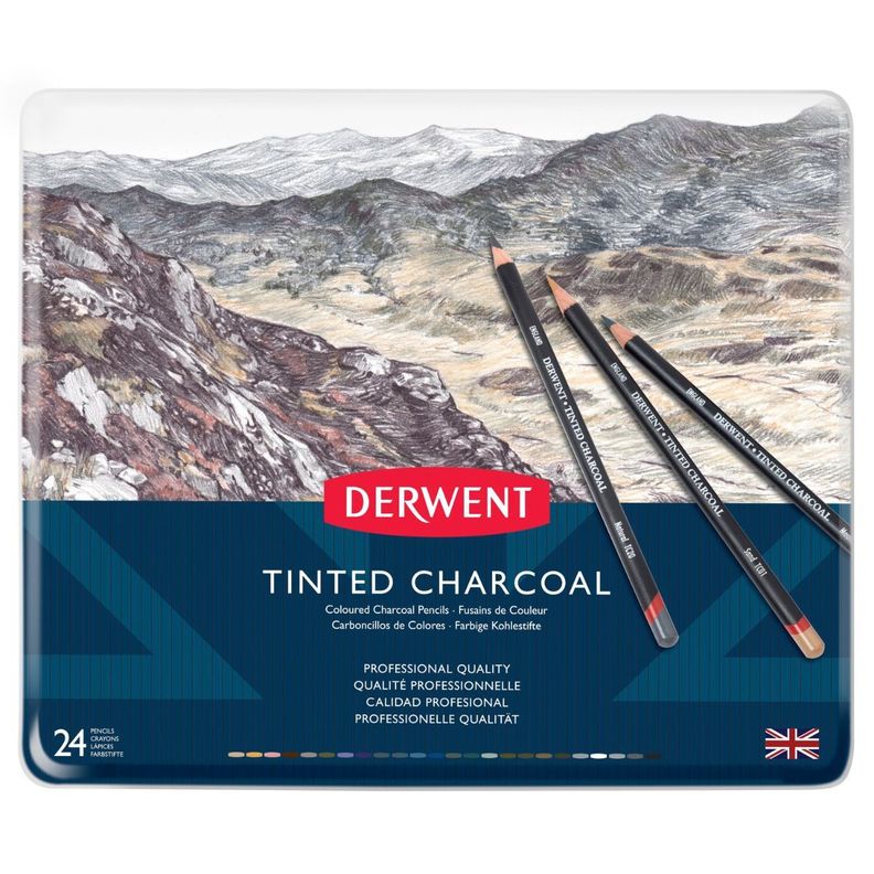 Lápices De Carboncillo De Colores Derwent Set 24-1