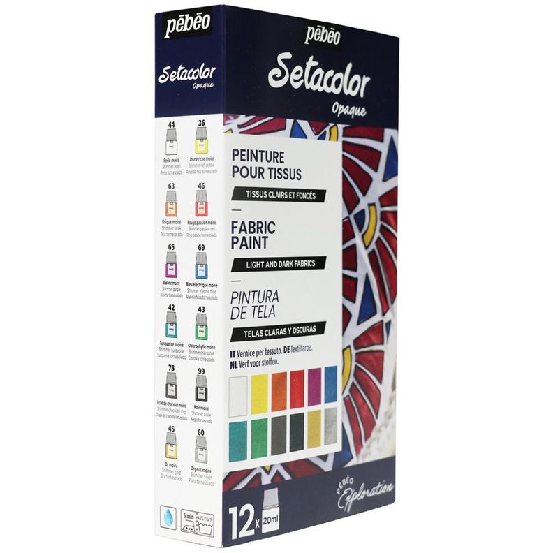 Pintura de Tela Pebeo Setacolor Opaque Set 12 x20ml Tornasol-1