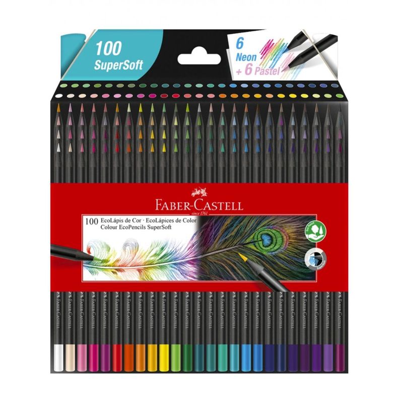 Set 100 Lápices Colores Faber Castell Ecolápices Supersoft-0