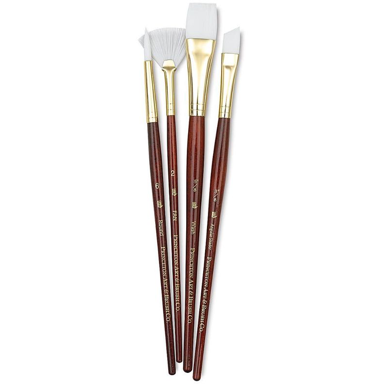 Set 4 Pinceles Princeton Mango Corto Pelo Taklon Blanco (2)-1