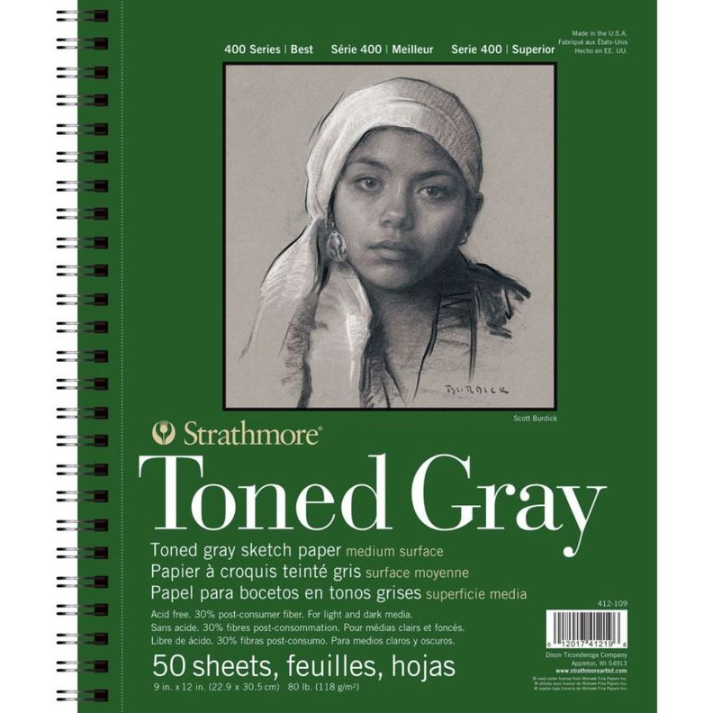 Croquera Dibujo Strathmore Toned Gray 118gr 22,9x30,5cm-0