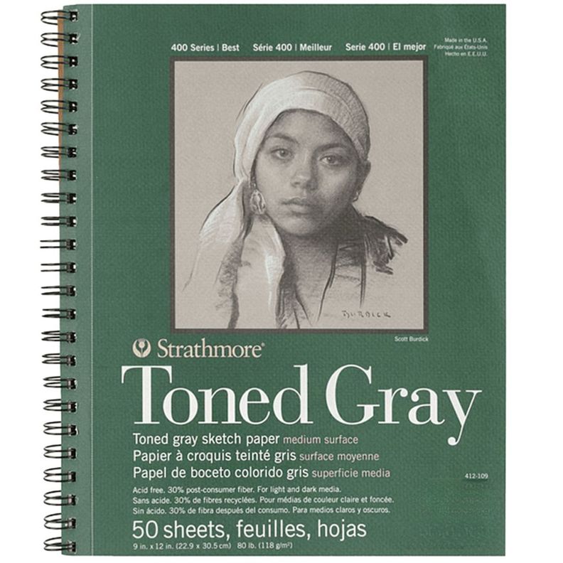 Croquera Dibujo Strathmore Toned Gray 118gr 22,9x30,5cm-4