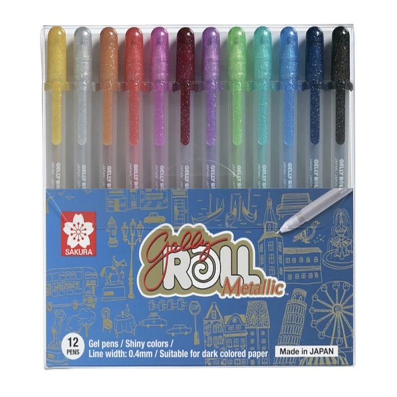 Lápices de Gel Gelly Roll Sakura Metallic 12 Colores-0