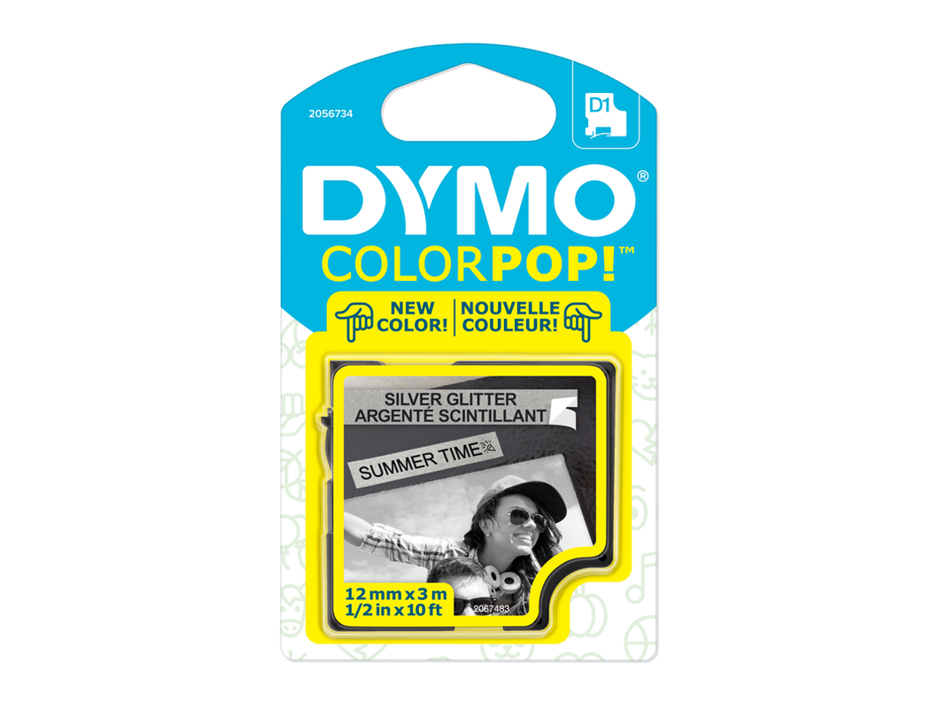 Cinta Glitter Dymo 12mmx3m Negro/Plateado-0