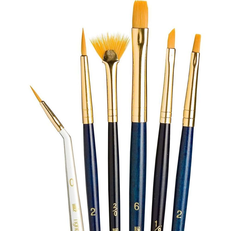 Set 6 Pinceles Princeton Mango Corto Pelo Taklon Dorado-0