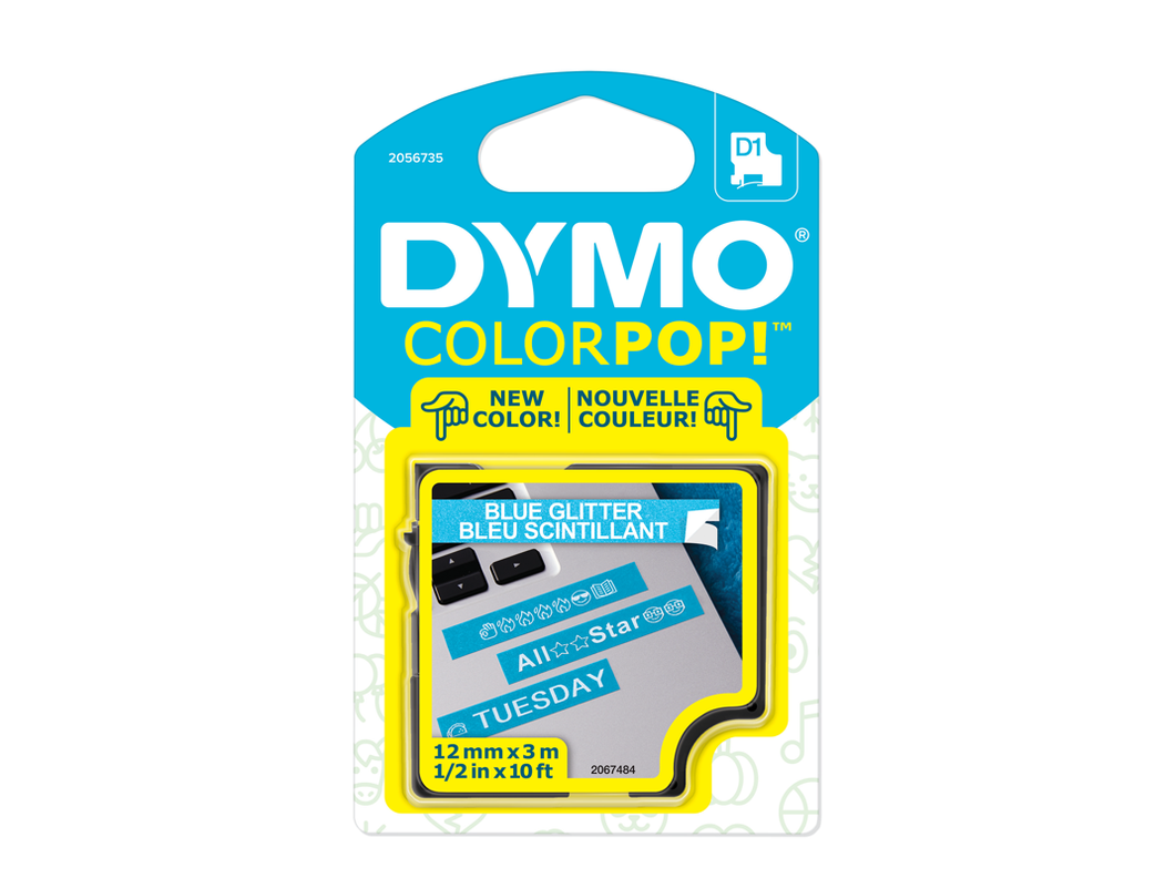 Cinta Glitter Dymo 12mmx3m Blanco/Azul-0
