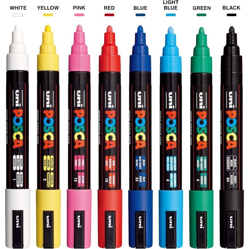 Marcadores Posca 5M Set 8 Colores Basicos-1