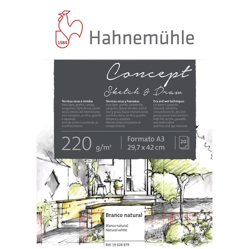 Block Dibujo Hahnemühle Concept 220gr 20hjs A3 (29 x 42 cm)-0