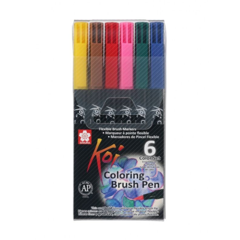 Set 6 Marcadores Acuarelables Koi Lettering Colores Básicos-0