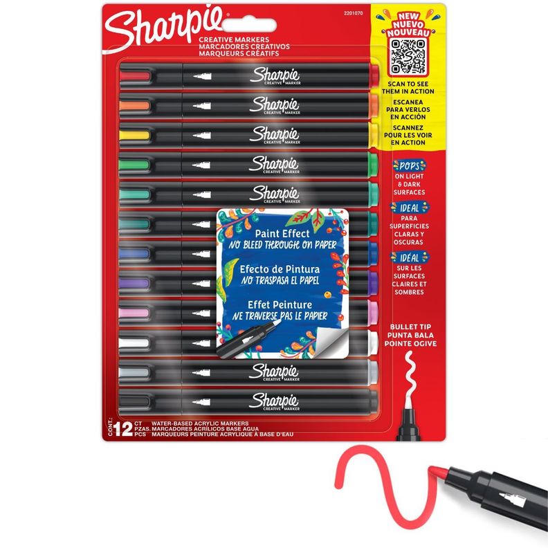 Set 12 Marcadores Acrílicos Sharpie Punta Bala Colores-0