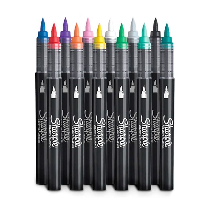 Set 12 Marcadores Acrílicos Sharpie Punta Pincel Colores-1