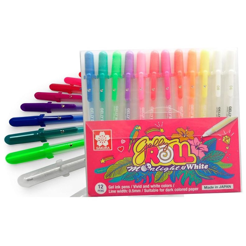 Lápices Gel Gelly Roll Moonlight Sakura 10 Colores+2 Blancos-1
