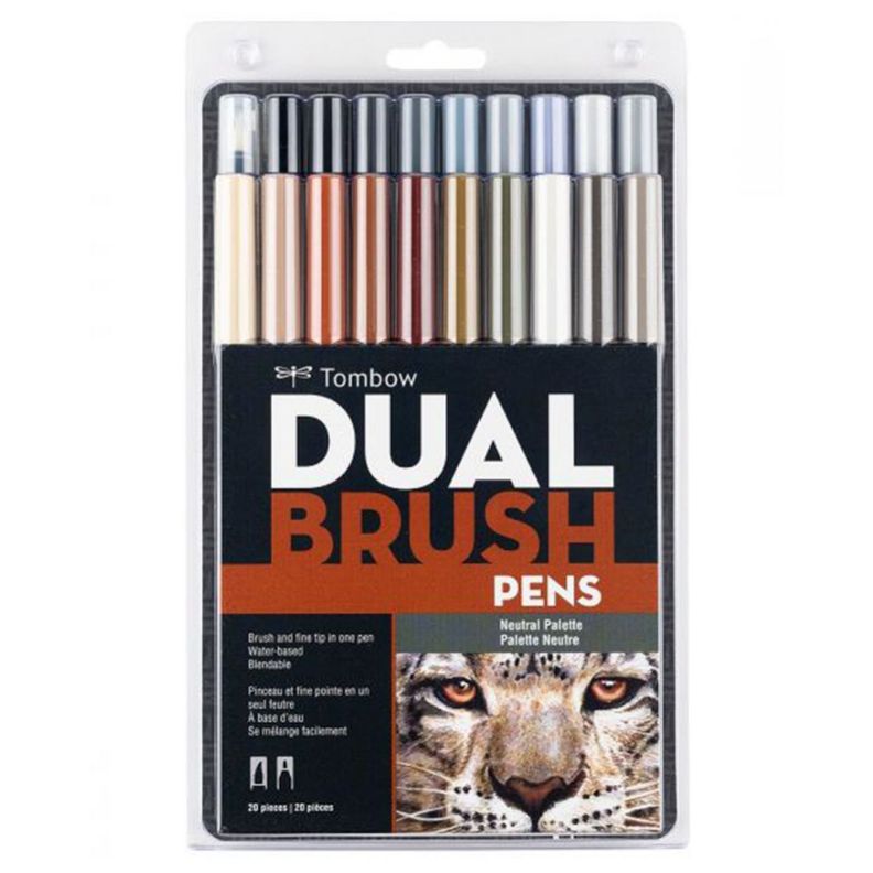 Set Marcadores Tombow Dual Brush Paleta Neutral 20 colores-0