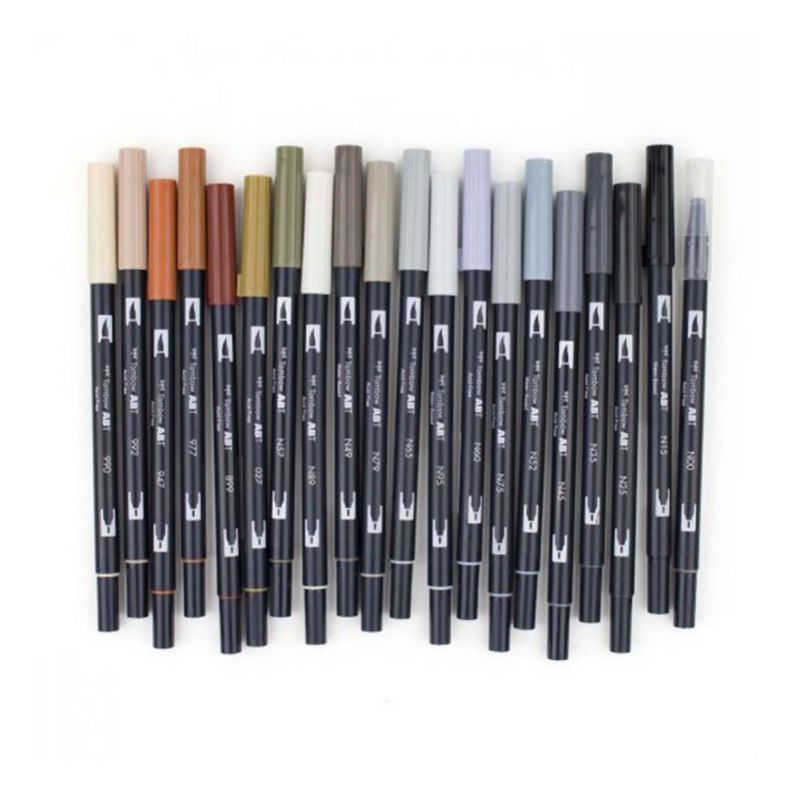 Set Marcadores Tombow Dual Brush Paleta Neutral 20 colores-1