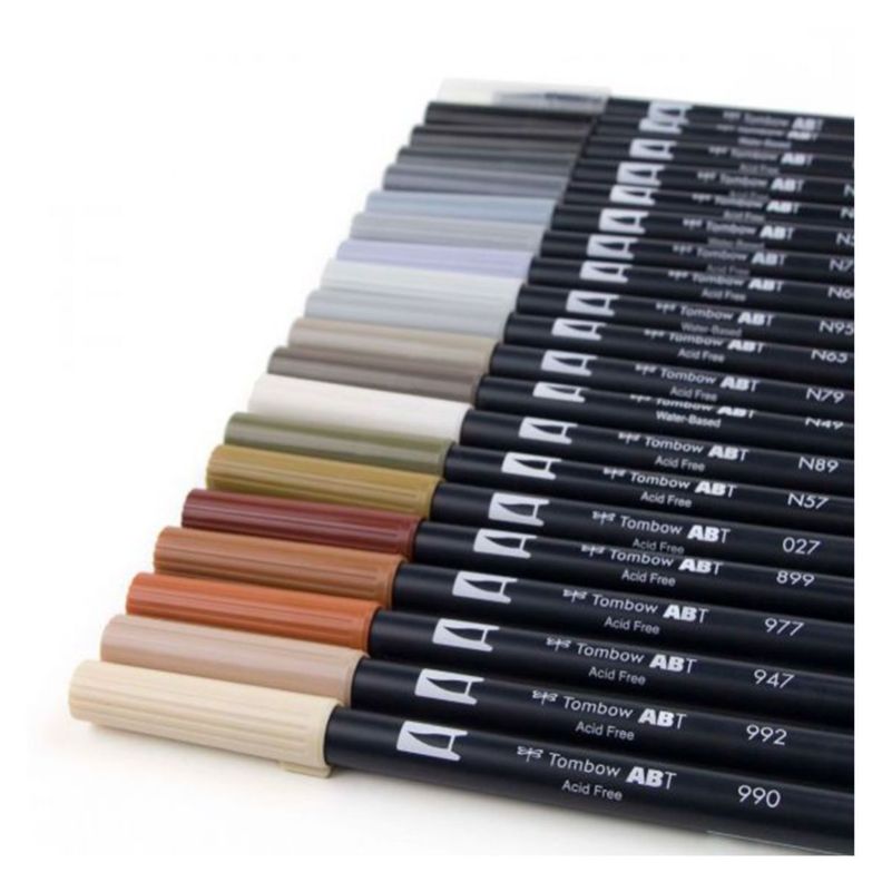 Set Marcadores Tombow Dual Brush Paleta Neutral 20 colores-2