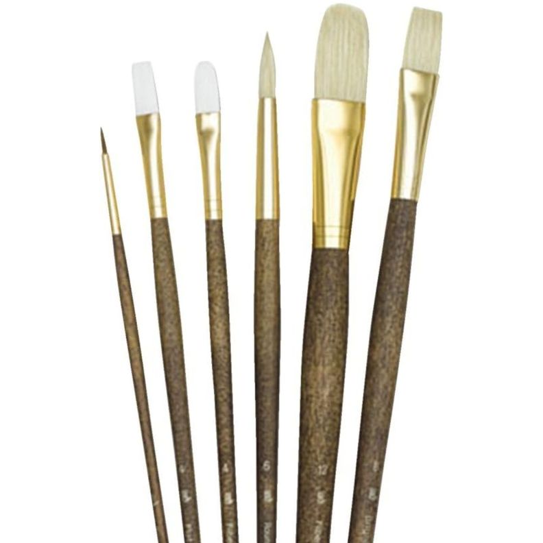 Set 6 Pinceles Princeton Mango Largo Pelo Sintético Natural-0