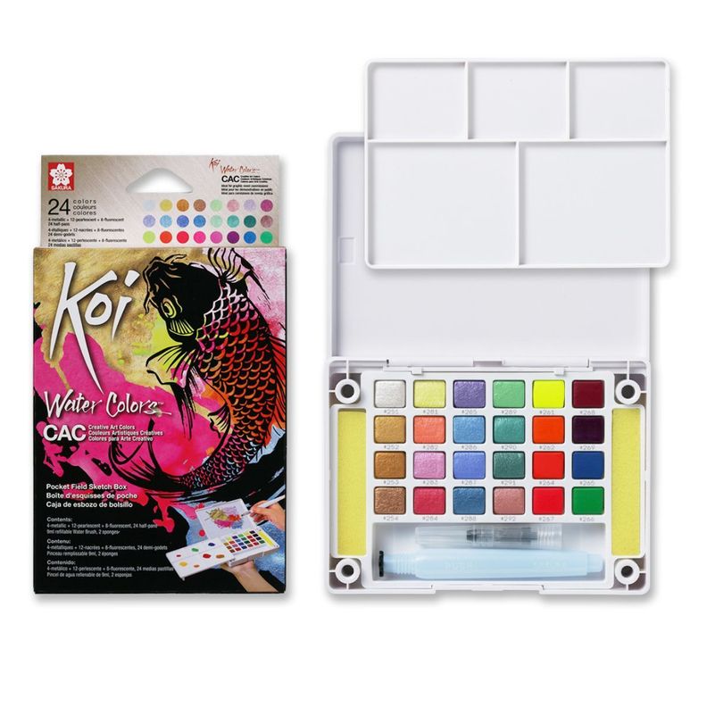 Acuarela en Pastillas Sakura Koi Set 24 Colores + Pincel-0
