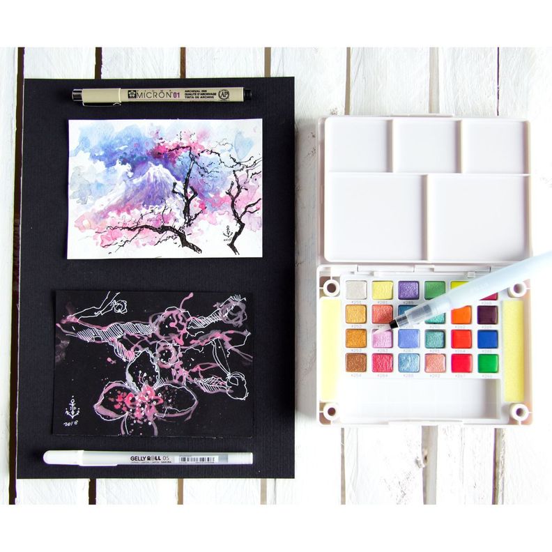 Acuarela en Pastillas Sakura Koi Set 24 Colores + Pincel-4