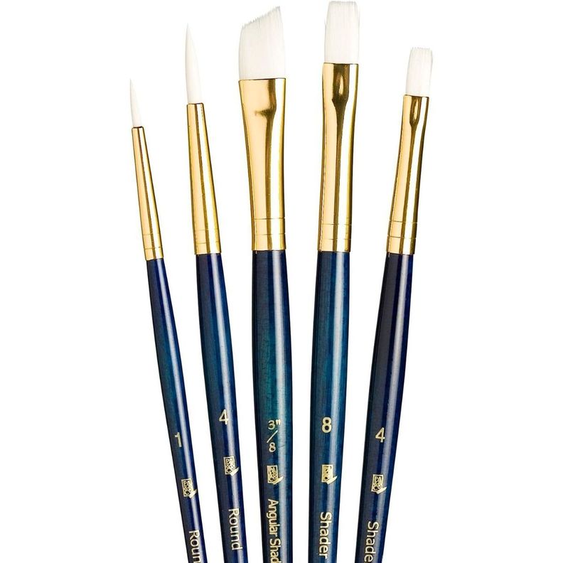 Pinceles Princeton Mango Corto Pelo Sintético Blanco Set 5-1