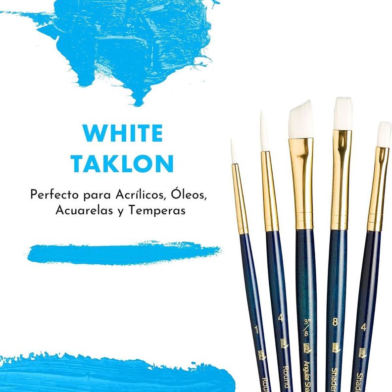 Pinceles Princeton Mango Corto Pelo Sintético Blanco Set 5-2