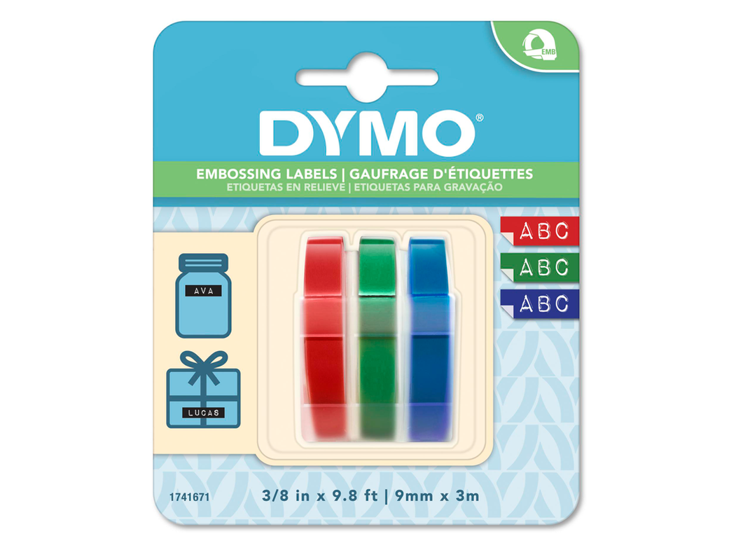 Cinta Pvc Dymo Colores Surtidos 9mmx3m Blisterx3-1