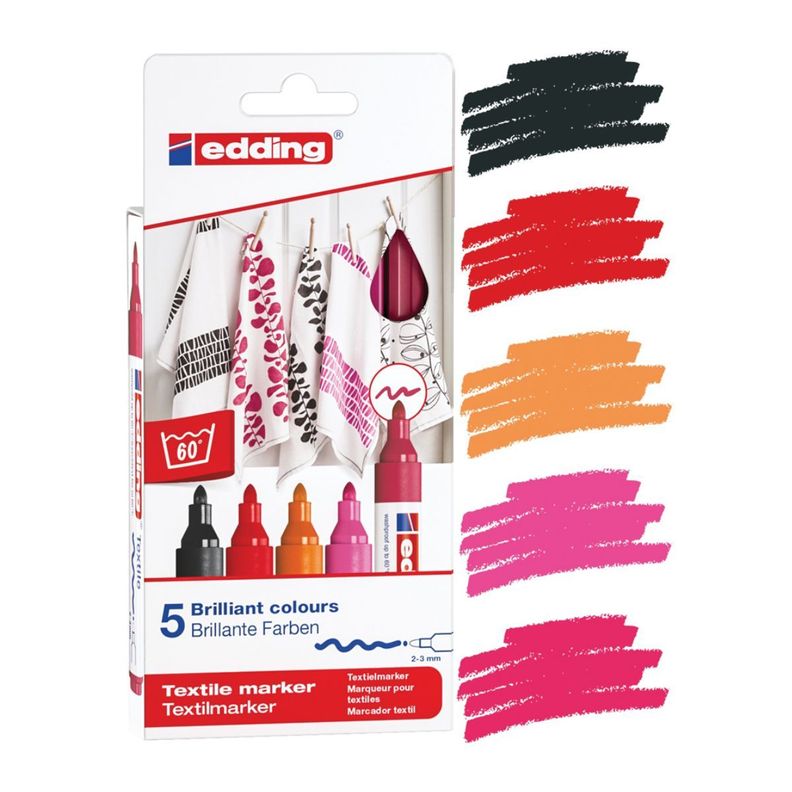 Marcadores Textil Edding Set 5 Tonos Calidos-0