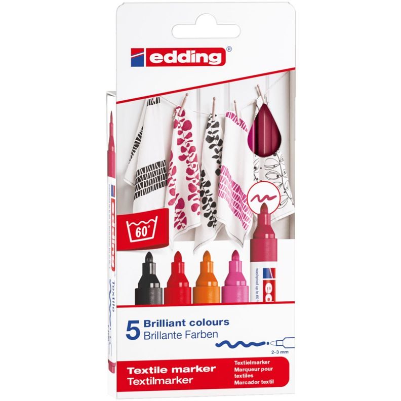 Marcadores Textil Edding Set 5 Tonos Calidos-2