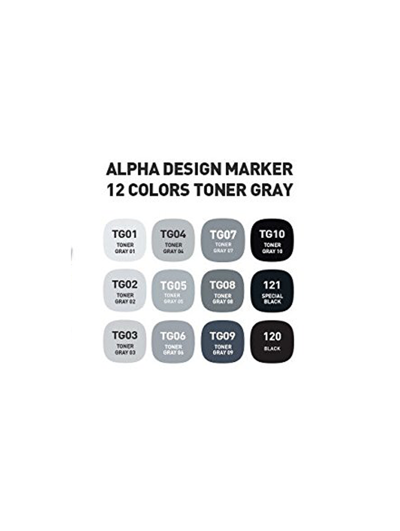 Marcadores Alpha Design Gris Toner Set 12 Colores-1