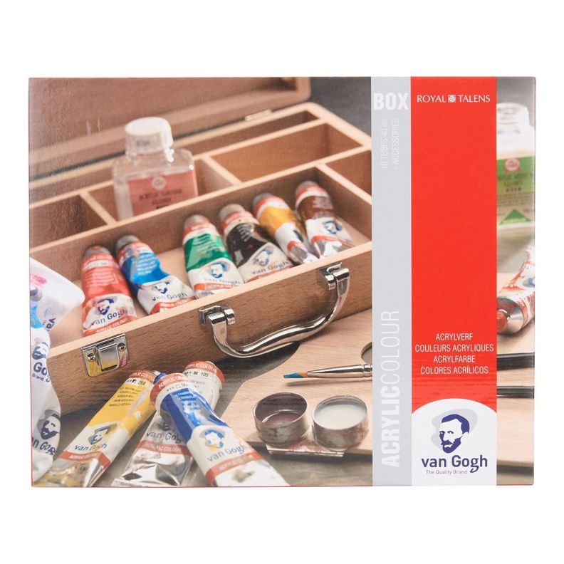 Pack de Acrílico Van Gogh Caja Madera 10 Colores + Accesorios-1