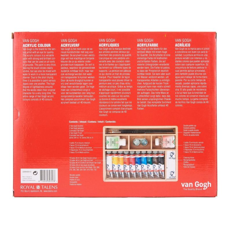 Pack de Acrílico Van Gogh Caja Madera 10 Colores + Accesorios-2