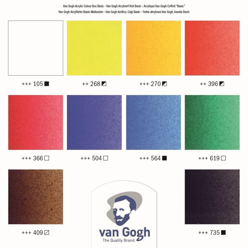 Pack de Acrílico Van Gogh Caja Madera 10 Colores + Accesorios-3