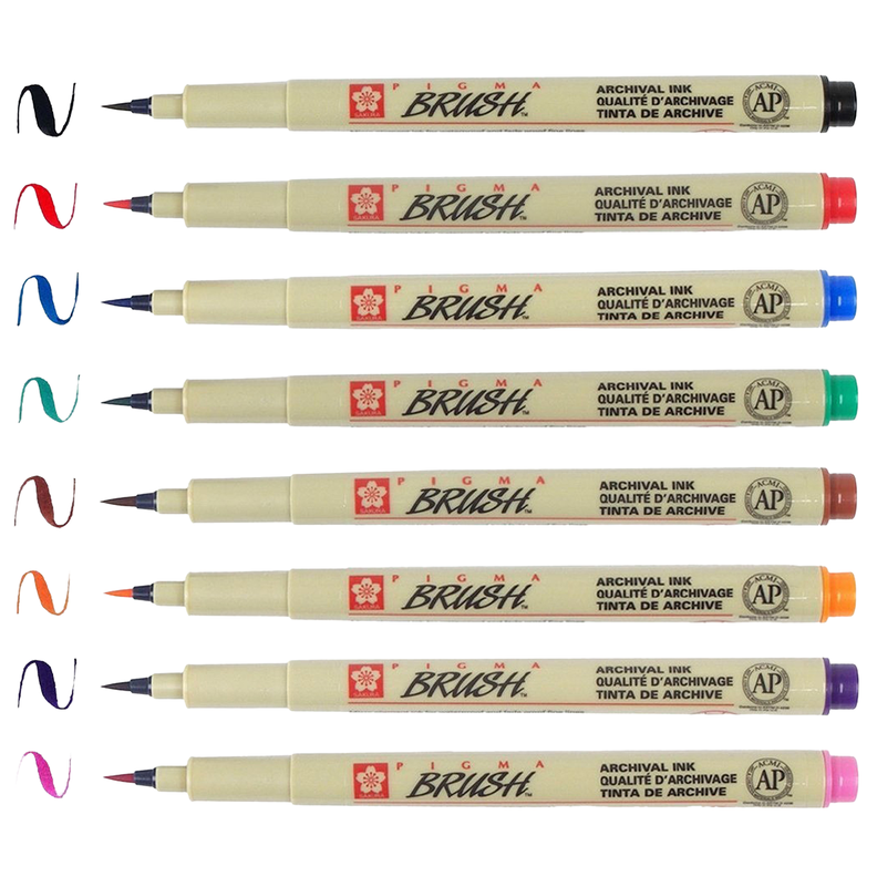 Plumones Punta Pincel Sakura Pigma Set 8 Colores-1