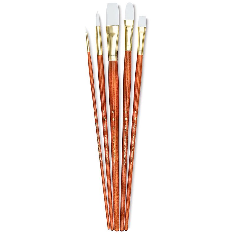 Pinceles Princeton Mango Largo Pelo Sintético Blanco Set 5-2