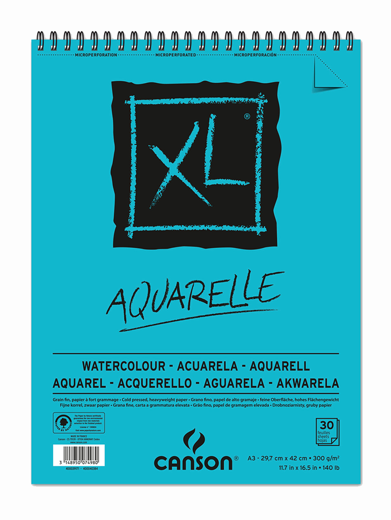 Croquera Acuarela Canson XL Aquarelle 300gr A3-0