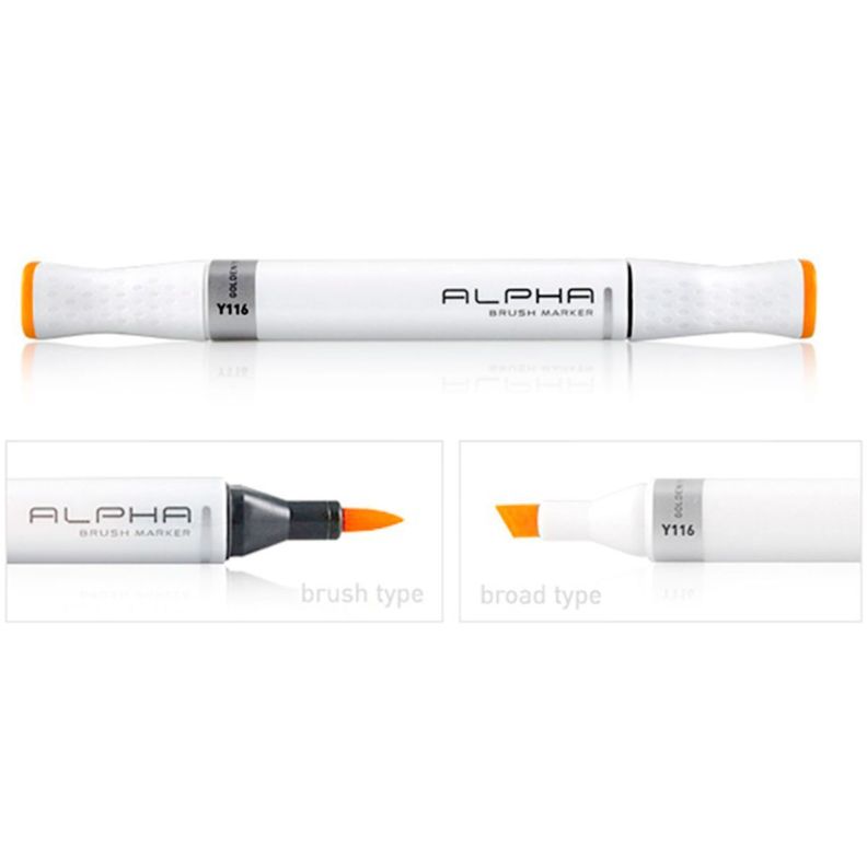 Plumones Punta Pincel Alpha Brush Basicos B Set 12 Colores-3