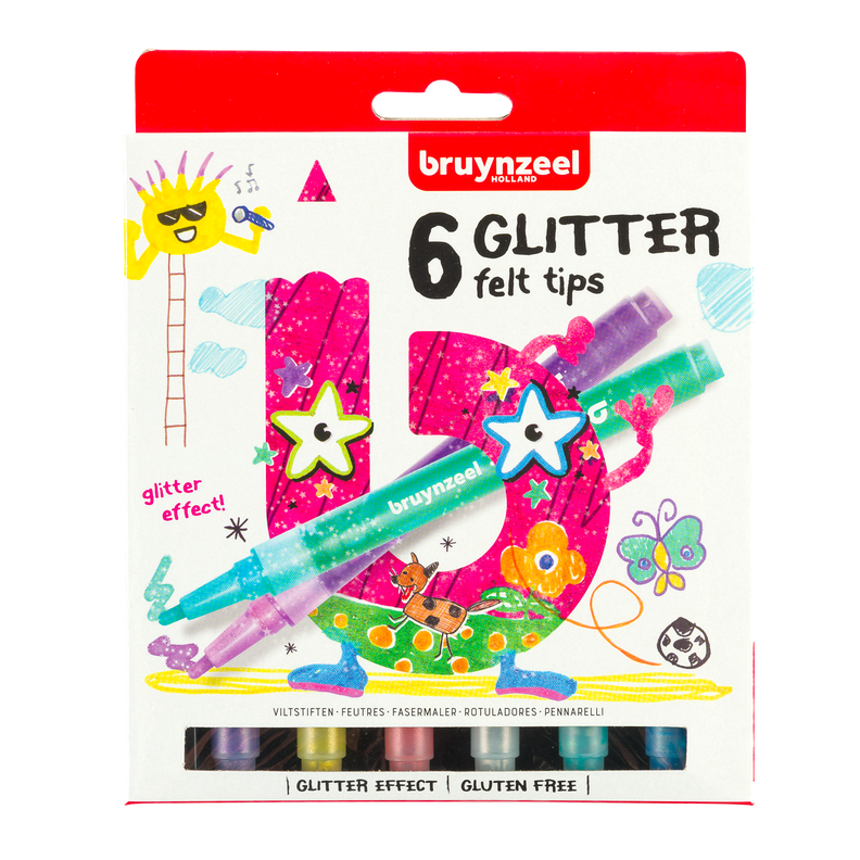 Marcadores Para Niños Bruynzeel Glitter 6 Colores-0
